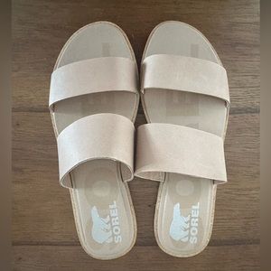 Sorel Ella II Slide Dual Strap Honest Beige women’s 8.5